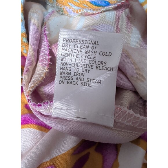 VINTAGE Cynthia Rowley Wrap Skirt Womens L Tropical High Low Ruffle Boho Rare - Picture 9 of 15